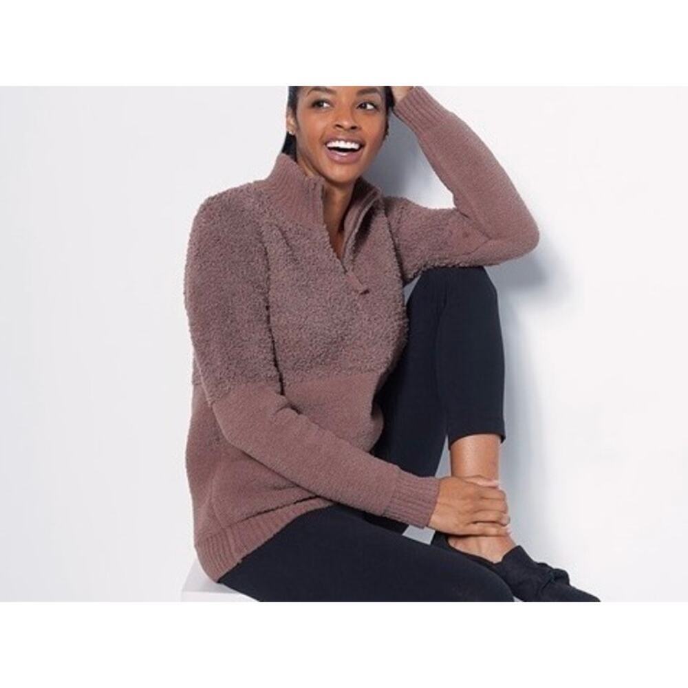 NWT Barefoot Dreams Cozychic Mixed Shearling Pullover in "Chestnut" Size 2X